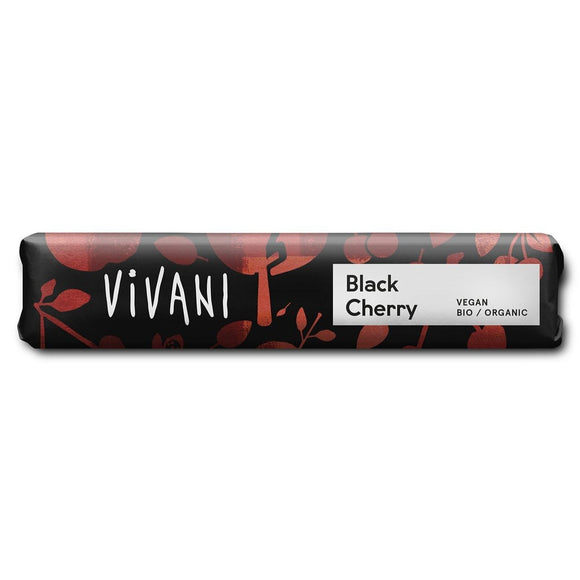 Vivani Schokolade - Black Cherry Riegel / BARRA DE CHOCOLATE CON TROZOS DE CEREZAS ORGÁNICA VEGANA 35G