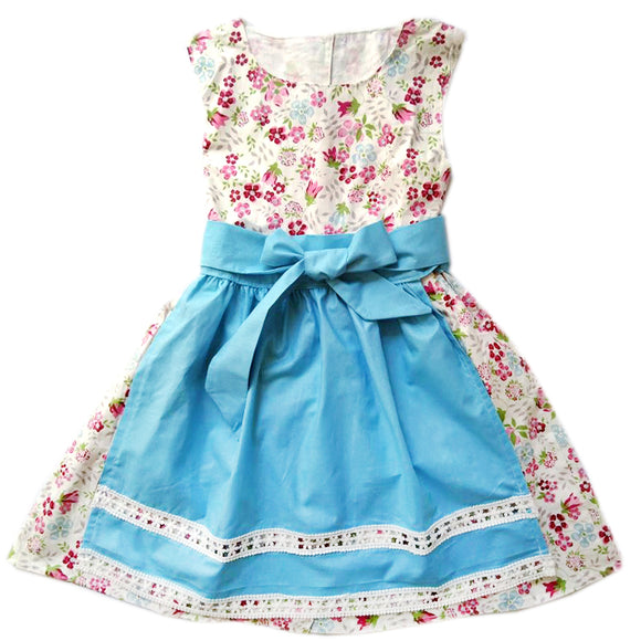 7 - 8 años (122-128cm) / Traje alemán para niñitas, vestido tradicional bávara con delantal / Kinder Dirndl mit Schürze