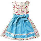 7 - 8 años (122-128cm) / Traje alemán para niñitas, vestido tradicional bávara con delantal / Kinder Dirndl mit Schürze