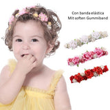 Elastische Haarband mit Blumen für Kleinkinder / Corona, Cintillo de flores con cinta elástica para bebés y niños pequeños