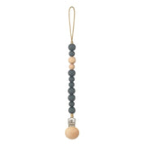 Cadena para chupete, madera y silicona, con clip / Schnullerkette aus Holz und Silikon, mit Clip