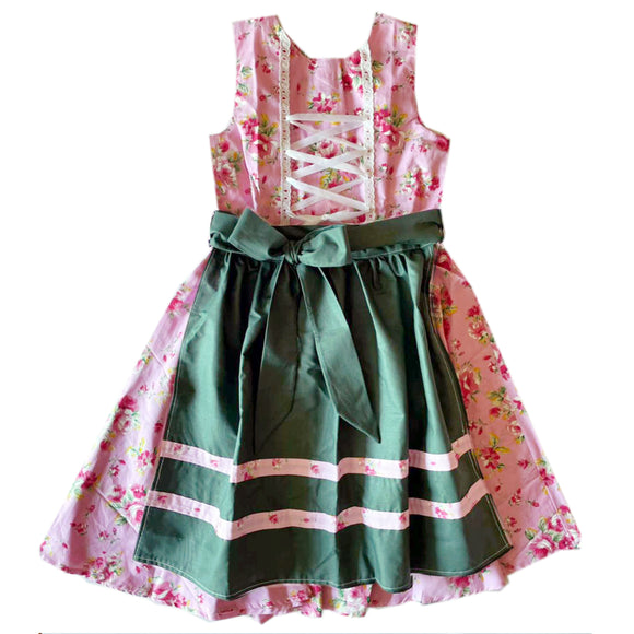7 - 8 años (122-128cm) / Traje alemán para niñitas, vestido tradicional bávara con delantal/ Kinder Dirndl mit Schürze