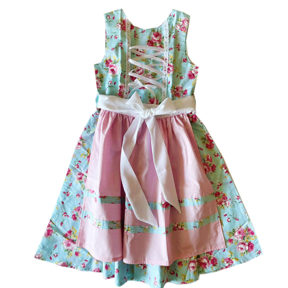5 - 6 años (110-116 cm) / Traje alemán para niñitas, vestido tradicional bávara con delantal/ Kinder Dirndl mit Schürze