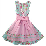 9 - 10 años (134-140cm) / Traje alemán para niñitas, vestido tradicional bávara con delantal / Kinder Dirndl mit Schürze