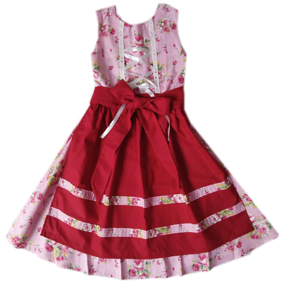 9 - 10 años (134-140cm) / Traje alemán para niñitas, vestido tradicional bávara con delantal/ Kinder Dirndl mit Schürze