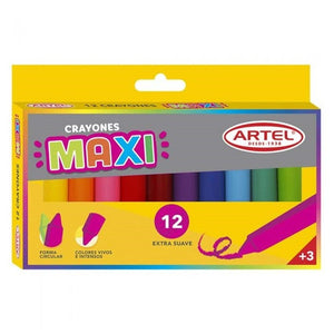 Lápices de cera gruesos - Crayones Maxi, 12x Colores / Artel