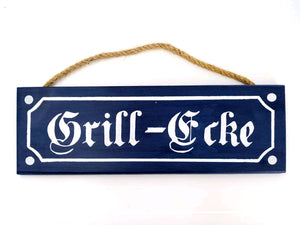 Grill-Ecke Schild aus Holz / Letrero / Cartel de madera 40x15 cm