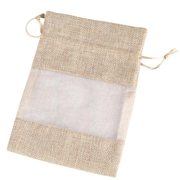 Bolsas de yute con ventana de organza / Jute Beutel mit Organza Fenster, 17x23cm