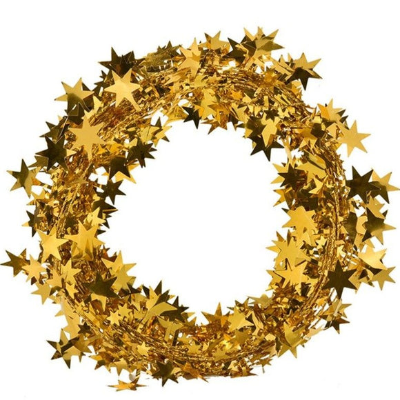 Guirnalda de estrellas para navidad, 7 metros, dorado / Sternenband Foliengirlande mit Sternen 7 meter, gold