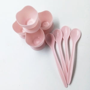 Eierbecher 4er Set mit Löffel - Kunststoff, rosa