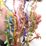 Cuerda de yute con hojas artificiales, verde / Jute-Schnur mit künstlichen Blättern, 5 Meter, grün