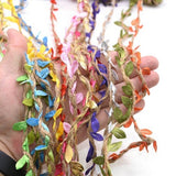 Cuerda de yute con hojas artificiales, colorido / Jute-Schnur mit künstlichen Blättern, 5 Meter, Bunt