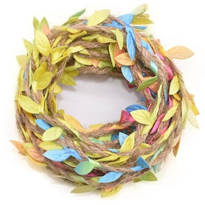 Cuerda de yute con hojas artificiales, colorido / Jute-Schnur mit künstlichen Blättern, 5 Meter, Bunt