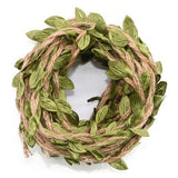 Cuerda de yute con hojas artificiales, verde / Jute-Schnur mit künstlichen Blättern, 5 Meter, grün