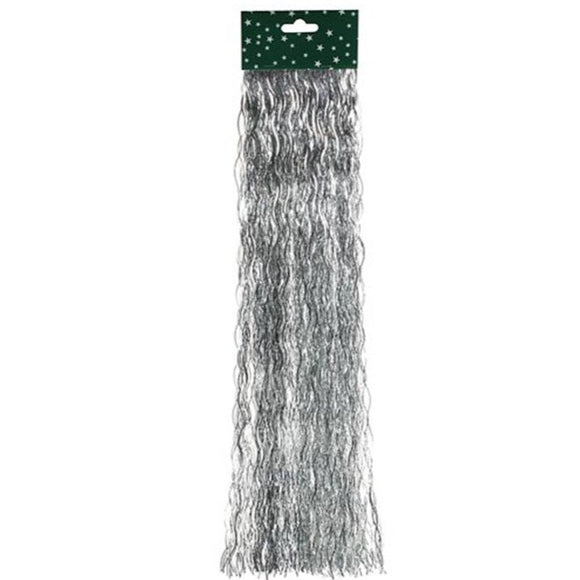 Lametta glänzend, gewellt, 50cm, silber / Oropel brillante, ondulado, 50cm, plateado