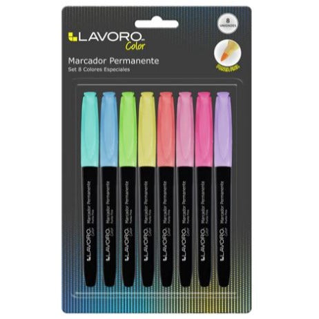 Plumones permanentes de colores, Set de 8 unidades