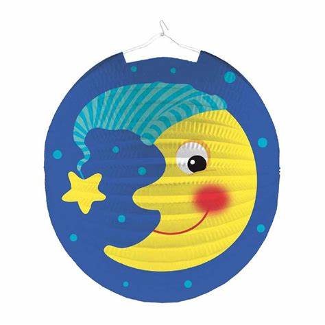 Zuglaterne / Lampion aus Papier Mond, 25cm, rosa - Für Laternenfest