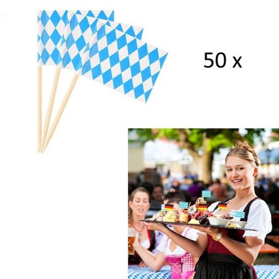 50x Oktoberfest Fahnenpicker Zahnstocher / 50x Palillos de cocktail de Oktoberfest