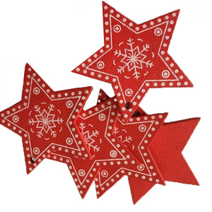 Estrella de madera, rojo 5 unidades /  Stern Holz, rot 5 Stück