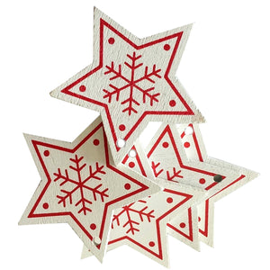 Estrella de madera, blanco, 5 unidades /  Stern Holz, weiß 5 Stück