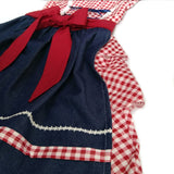 6 - 7 años (116-122cm) Traje alemán para niñitas, vestido tradicional bávara con delantal azul / Kinder Dirndl mit Schürze