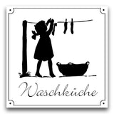 Cartelitos nostálgico para puerta / Türschild 15x15 cm "Waschküche"