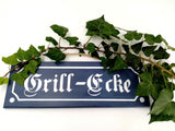 Grill-Ecke Schild aus Holz / Letrero / Cartel de madera 40x15 cm