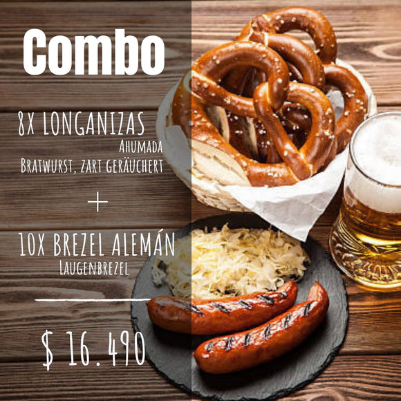 Combo 8 x Longaniza Ahumada / Bratwurst, zart geräuchert +10 x Brezel Alemán /Laugenbrezel