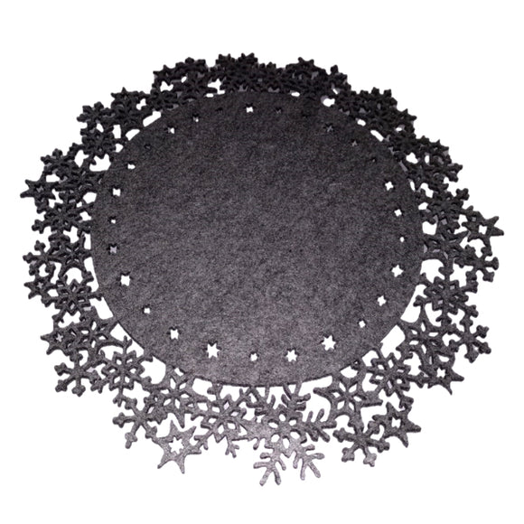 Deckchen Schneeflocke, aus Filz, grau / Tapete con motivo de copo de nieve, de fieltro, gris