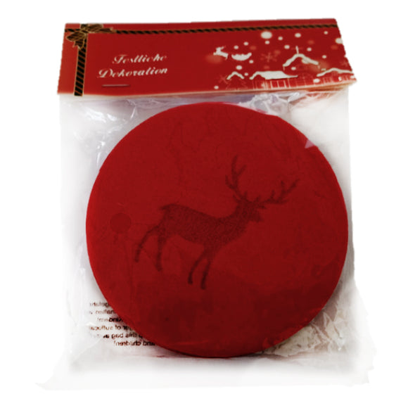 Untersetzer mit Hirschmotiv 4er Set, aus Filz, rot / Posavasos con motivo de ciervo, juego de 4, de fieltro, rojo