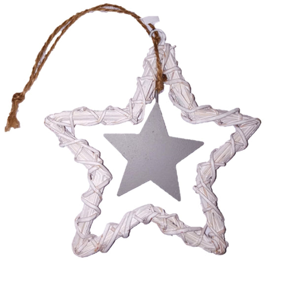 Weidenstern mit Metallstern Hängedeko