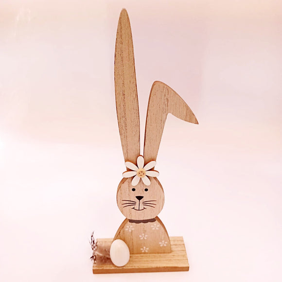 Deko-Figur Holzhase Blume und Ei