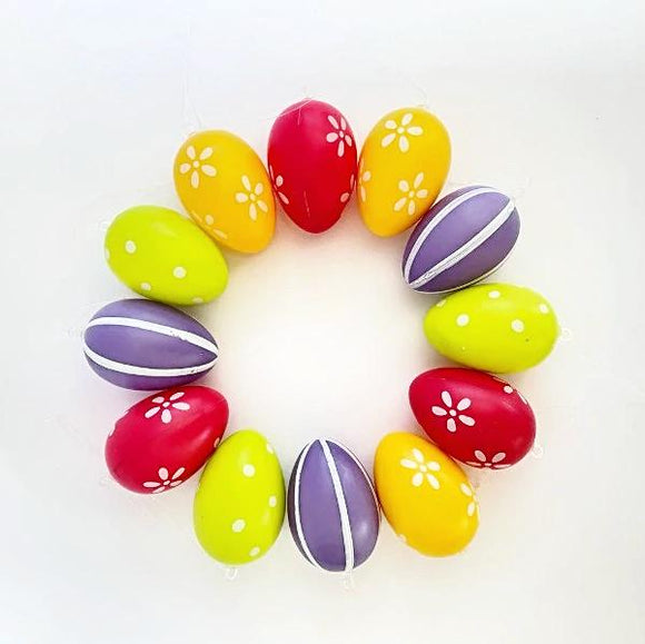 Deko-Eier zum Hängen 12er Pack 6x4 cm / Set de huevos para decorar