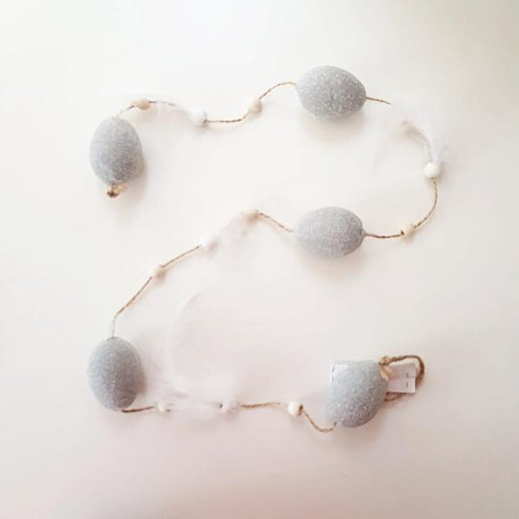 Deko-Hänger, Girlande mit Deko Eier, silber, 5er / Girlanda con huevitos para colgar