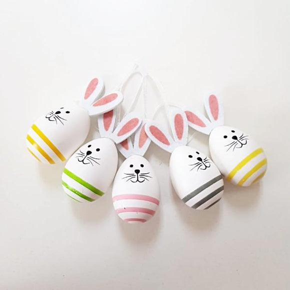 Osterhasen-Eier 5er Pack 4 x 8 cm / Huevitos para colgar, conejitos