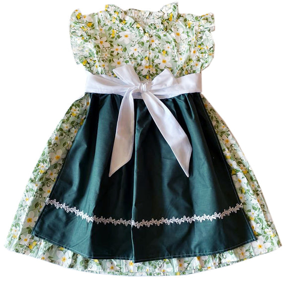* 6 - 7 años / Traje alemán para niñitas, vestido tradicional bávara con delantal / Kinder Dirndl mit Schürze