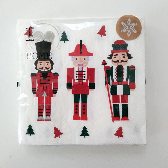 Servietten mit Weihnachtsmotiv - Nussknacker, 20 Stück, 25x25cm