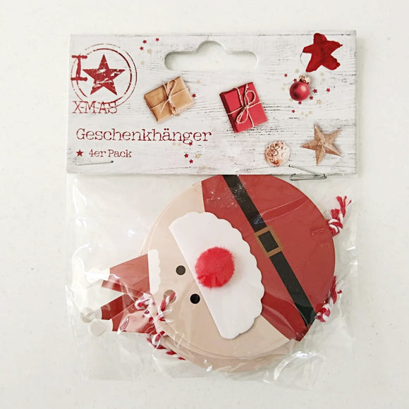 Geschenkanhänger Weihnachtsmann 4er / Etiquetas de regalo, viejo pascuero