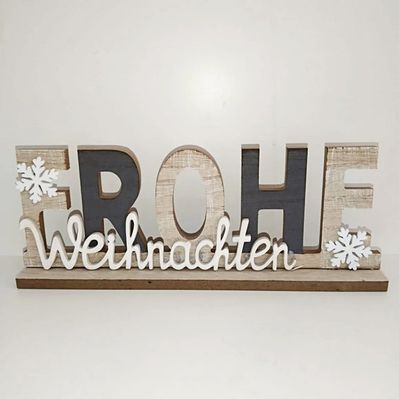 Schriftzug Holz Frohe Weihnachten 30x11 cm