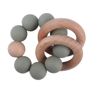 Beißring mit Ringen, aus Silikon und Holz / Mordedor para bebes, de silicona y madera orgánica