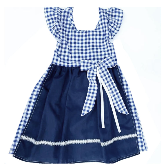 4 -5  años (104 -110cm ) / Traje alemán para niñitas, vestido tradicional bávara azul con delantal  / Kinder Dirndl mit Schürze