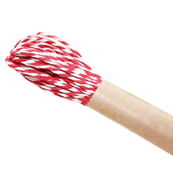 Cordón trenzado de rafia, rojo y blanco, 10 metros / Deko-Schnur 10 Meter