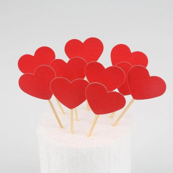 10x palillos para decoración de cupcakes y pasteles - Corazón / Cupcake Topper - Herz, 10 Stück