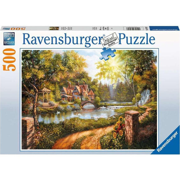 Ravensburger - Puzzle Cabaña junto al rio - 500 piezas, 10+