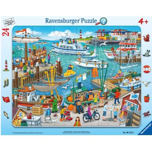 Ravensburger - Puzzle enmarcado - Día en el puerto, 4+