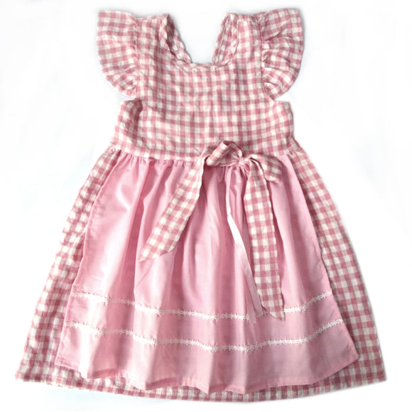 4 - 5 años (104-110cm) / Traje alemán para niñitas, vestido tradicional bávara con delantal, rosado / Kinder Dirndl mit Schürze