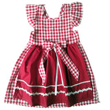 4 - 5 años (104-110 cm ) / Traje alemán para niñitas, vestido tradicional bávara con delantal, rojo / Kinder Dirndl mit Schürze