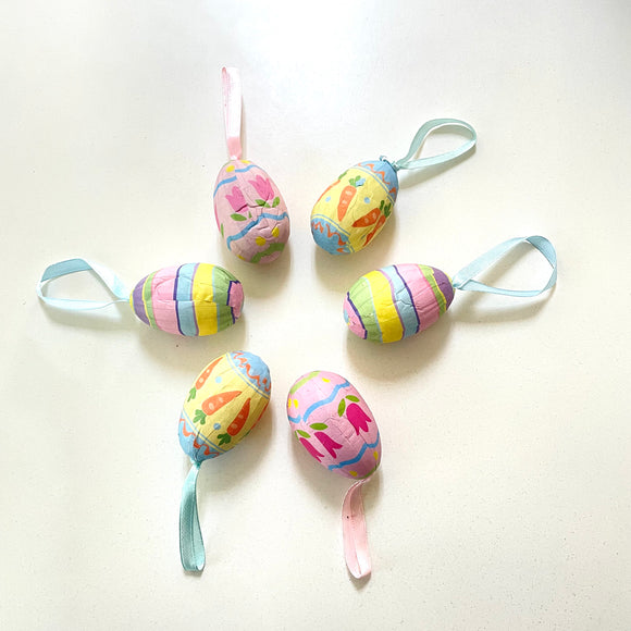 Deko-Eier zum Hängen 6er Pack 4x6  cm / Huevitos de papel para colgar