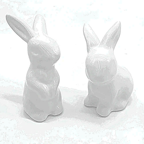 Deko Figuren Keramik Hasen 2 Stck / conejos de cerámica 2 piezas