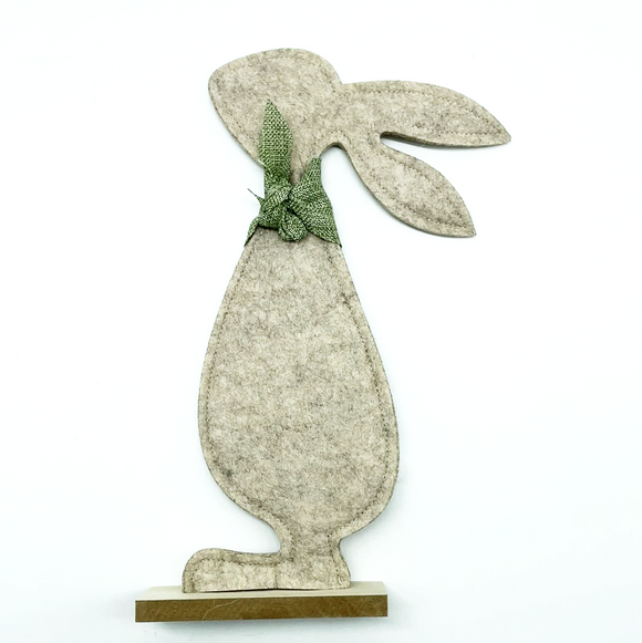 Deko Osterhase Filz beige mit Halstuch 34,5 cm / Conejo de Pascua de madera con fieltro